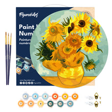Cargar imagen en el visor de la galería, Pintar por Números en Disco de Madera - Van Gogh - Girasoles