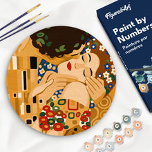 Cargar imagen en el visor de la galería, Pintar por numeros Figured'Art - Pintar por Números en Disco de Madera - El beso - Klimt