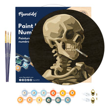 Cargar imagen en el visor de la galería, Pintar por Números en Disco de Madera - Van Gogh - Cráneo con Cigarrillo