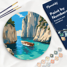 Cargar imagen en el visor de la galería, Pintar por numeros Figured'Art - Pintar por Números en Disco de Madera - Cala Azul Tranquila