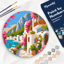 Cargar imagen en el visor de la galería, Pintar por numeros Figured'Art - Pintar por Números en Disco de Madera - Calle Florida de Capri