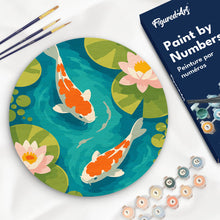 Cargar imagen en el visor de la galería, Pintar por numeros Figured'Art - Pintar por Números en Disco de Madera - Estanque de koi