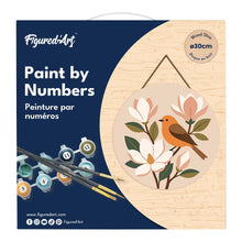 Cargar imagen en el visor de la galería, Pintar por Números en Disco de Madera - Ruiseñor y magnolias
