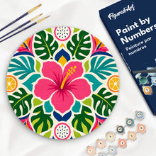 Cargar imagen en el visor de la galería, Pintar por numeros Figured'Art - Pintar por Números en Disco de Madera - Mandala de hibisco