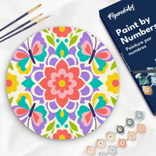 Cargar imagen en el visor de la galería, Pintar por numeros Figured'Art - Pintar por Números en Disco de Madera - Mandala de mariposa