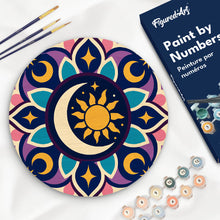 Cargar imagen en el visor de la galería, Pintar por numeros Figured'Art - Pintar por Números en Disco de Madera - Mandala celestial