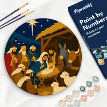 Cargar imagen en el visor de la galería, Pintar por numeros Figured'Art - Pintar por Números en Disco de Madera - Belén de Navidad