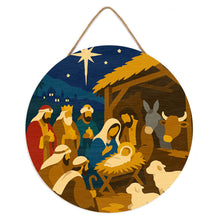 Cargar imagen en el visor de la galería, Pintar por Números en Disco de Madera - Belén de Navidad