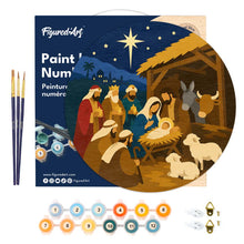 Cargar imagen en el visor de la galería, Pintar por Números en Disco de Madera - Belén de Navidad