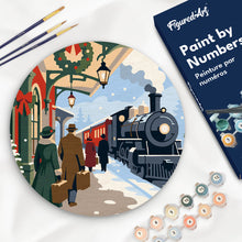 Cargar imagen en el visor de la galería, Pintar por numeros Figured'Art - Pintar por Números en Disco de Madera - Tren de las fiestas