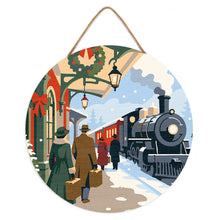 Cargar imagen en el visor de la galería, Pintar por Números en Disco de Madera - Tren de las fiestas