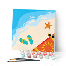 Cargar imagen en el visor de la galería, Mini Pintar por Números 20x20cm con bastidor En la playa