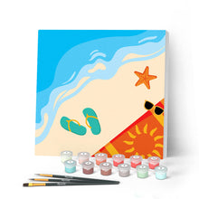 Cargar imagen en el visor de la galería, Mini Pintar por Números 20x20cm con bastidor En la playa