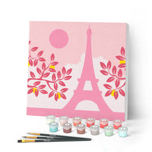 Cargar imagen en el visor de la galería, Mini Pintar por Números 20x20cm con bastidor París al sol