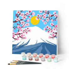 Cargar imagen en el visor de la galería, Mini Pintar por Números 20x20cm con bastidor Monte Fuji