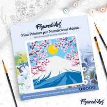 Cargar imagen en el visor de la galería, Mini Pintura por Números 20x20cm con bastidor Monte Fuji