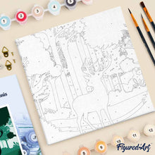 Cargar imagen en el visor de la galería, Mini Pintura por Números 20x20cm con bastidor Ciervos alerta