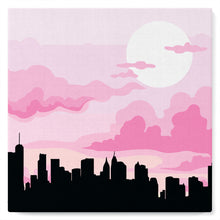 Cargar imagen en el visor de la galería, Mini Pintura por Números 20x20cm con bastidor Nueva York bajo un cielo rosa