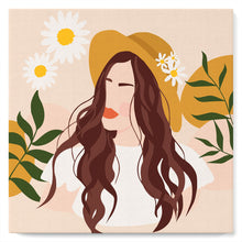 Cargar imagen en el visor de la galería, Mini Pintura por Números 20x20cm con bastidor Mujer y margaritas