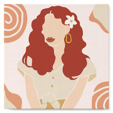 Cargar imagen en el visor de la galería, Mini Pintura por Números 20x20cm con bastidor Mujer y flor en el cabello