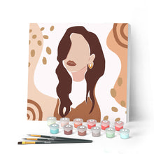 Cargar imagen en el visor de la galería, Mini Pintar por Números 20x20cm con bastidor Mujer pensativa