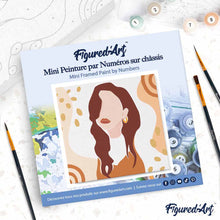 Cargar imagen en el visor de la galería, Mini Pintura por Números 20x20cm con bastidor Mujer pensativa