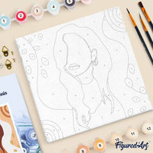 Cargar imagen en el visor de la galería, Mini Pintura por Números 20x20cm con bastidor Mujer pensativa