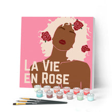 Cargar imagen en el visor de la galería, Mini Pintar por Números 20x20cm con bastidor La vida en rosa
