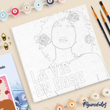 Cargar imagen en el visor de la galería, Mini Pintura por Números 20x20cm con bastidor La vida en rosa