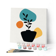 Cargar imagen en el visor de la galería, Mini Pintar por Números 20x20cm con bastidor Planta y maceta negra