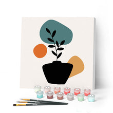 Cargar imagen en el visor de la galería, Mini Pintar por Números 20x20cm con bastidor Planta y maceta negra