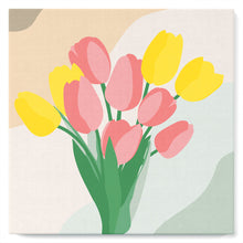 Cargar imagen en el visor de la galería, Mini Pintura por Números 20x20cm con bastidor Ramo de tulipanes