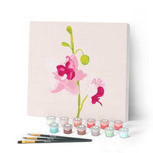 Cargar imagen en el visor de la galería, Mini Pintar por Números 20x20cm con bastidor Orquídea
