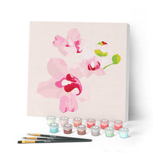 Cargar imagen en el visor de la galería, Mini Pintar por Números 20x20cm con bastidor Flores de orquídeas