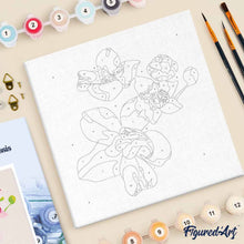 Cargar imagen en el visor de la galería, Mini Pintura por Números 20x20cm con bastidor Flores de orquídeas