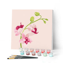 Cargar imagen en el visor de la galería, Mini Pintar por Números 20x20cm con bastidor Rama de orquídeas 2