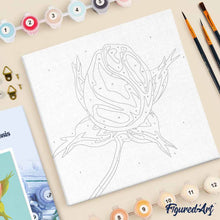 Cargar imagen en el visor de la galería, Mini Pintura por Números 20x20cm con bastidor Flor de botón