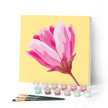 Cargar imagen en el visor de la galería, Mini Pintar por Números 20x20cm con bastidor Flor rosa