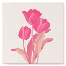 Cargar imagen en el visor de la galería, Mini Pintura por Números 20x20cm con bastidor 3 tulipanes rosados