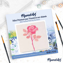 Cargar imagen en el visor de la galería, Mini Pintura por Números 20x20cm con bastidor Rose en su tallo