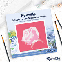 Cargar imagen en el visor de la galería, Mini Pintura por Números 20x20cm con bastidor Corola de Rosa