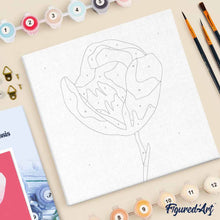 Cargar imagen en el visor de la galería, Mini Pintura por Números 20x20cm con bastidor Tulipán en su tallo