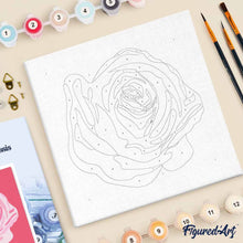 Cargar imagen en el visor de la galería, Mini Pintura por Números 20x20cm con bastidor Corola de Rosa 2