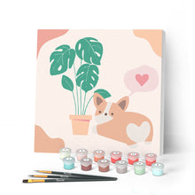Cargar imagen en el visor de la galería, Mini Pintar por Números 20x20cm con bastidor Perrito