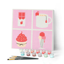 Cargar imagen en el visor de la galería, Mini Pintar por Números 20x20cm con bastidor Delicias