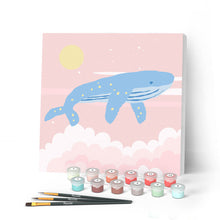 Cargar imagen en el visor de la galería, Mini Pintar por Números 20x20cm con bastidor Ballena jorobada