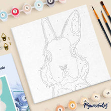 Cargar imagen en el visor de la galería, Mini Pintura por Números 20x20cm con bastidor Conejo blanco