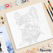 Cargar imagen en el visor de la galería, Mini Pintura por Números 20x20cm con bastidor Perro con cigarro