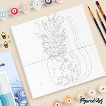 Cargar imagen en el visor de la galería, Mini Pintura por Números 20x20cm con bastidor Piña
