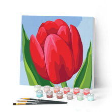 Cargar imagen en el visor de la galería, Mini Pintar por Números 20x20cm con bastidor Tulipán rojo